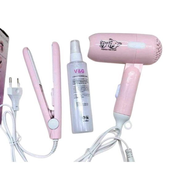 Mini hair dryer and Mini hair straightener Combo