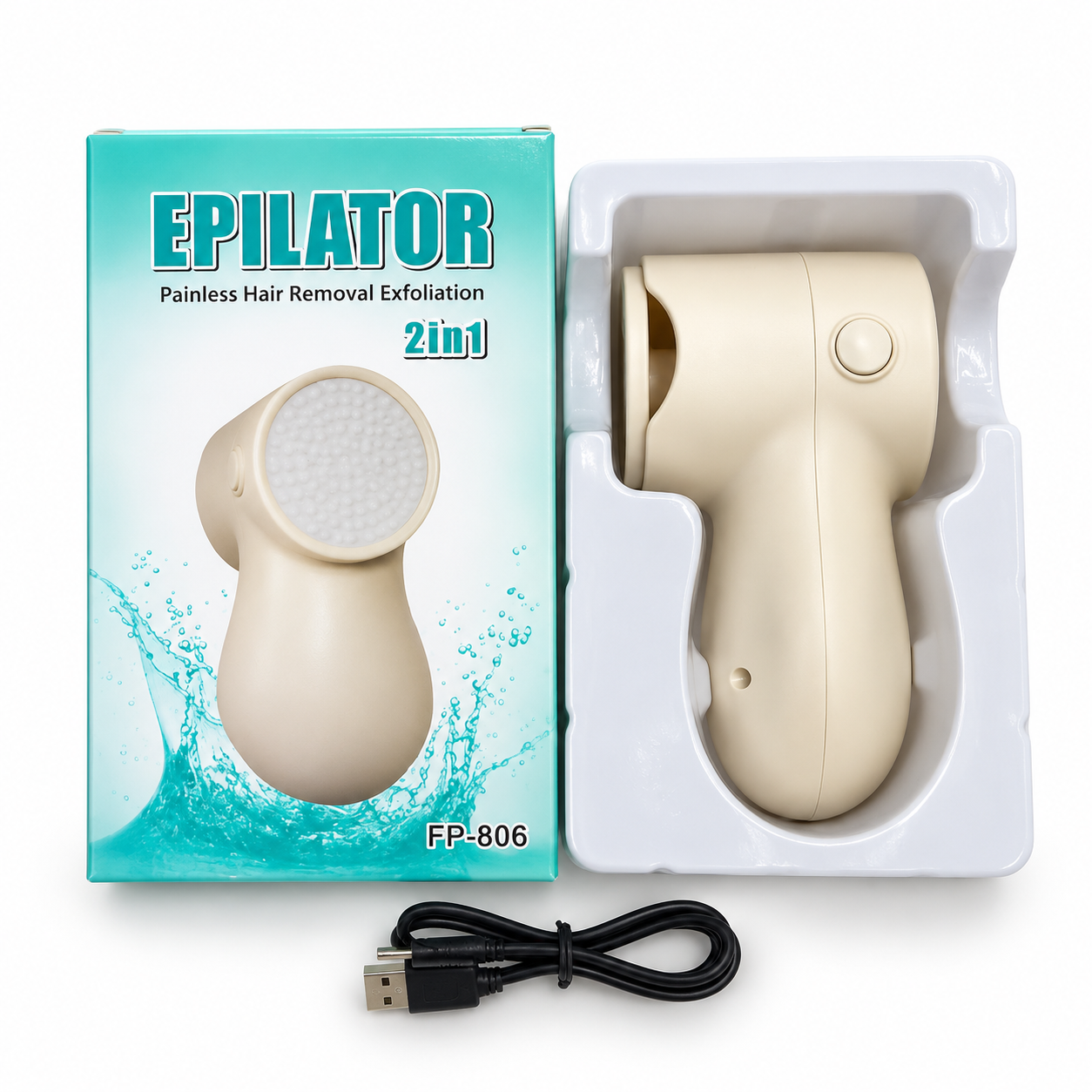 2 in 1 Painless Hair Removal & Exfoliation Device