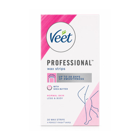 Veet Professional Wax Strips Legs & Body Normal Skin 20 wax (France)