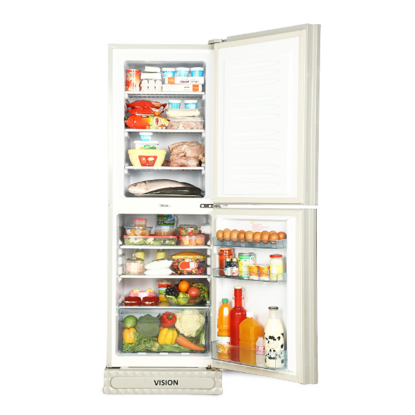 VISION Glass Door Refrigerator RE-262 Liter Mirror White Purple Top Mount