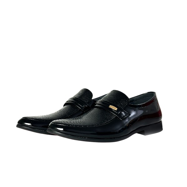26068-Black Reptilian Pattern Slip-On Formal Shoes for men