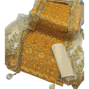Semi-Stitched Georgette Embroidery Three-Piece Set