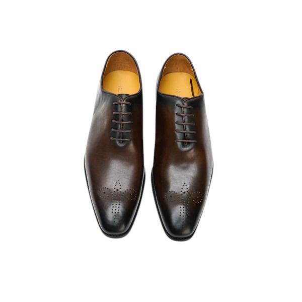 25027-Coffee Formal Genuine Cow leather Alligators with TPR Welted Sole Monk Strap For Men
