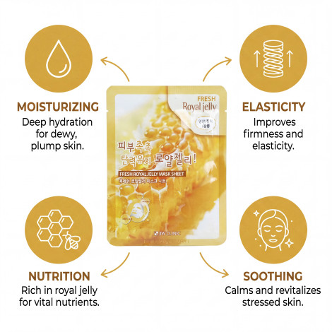 3W Clinic Fresh Royal Jelly Mask Sheet 23g (Korea)