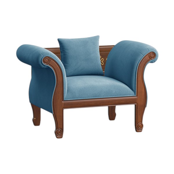 Regal- WOODEN SOFA- FRANCISCO Wooden Single Sofa-SSC-375-3-1-20(Fabric-2159)
