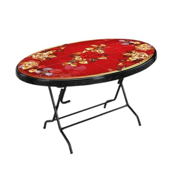 Dining Table 6 Seat Oval S/L Print Smoke-Black