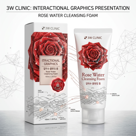 3W Clinic Rose Water Cleansing Foam 100ml (Korea)