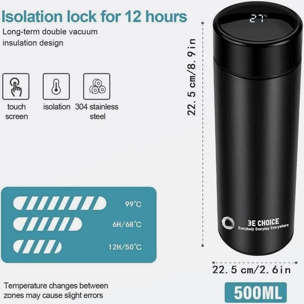 SMART Digital LED Thermal Flask with Temperature Indicator Stainless Steel Flask