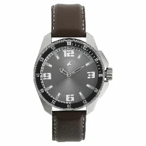 Fastrack NR3084SL02 Quartz Analog Grey Dial Leather Strap Watch