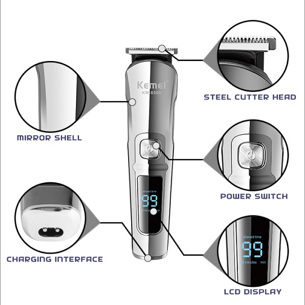 Kemei KM-8509 Waterproof Hair Clipper and Beard Trimmer for Men