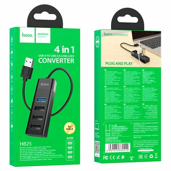 Hoco HB25 4-in-1 Type-A To USB Hub