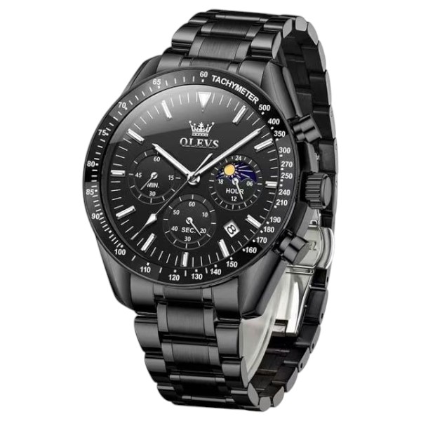 Butter Fly Lock OLEVS Watch for mens (black dial)
