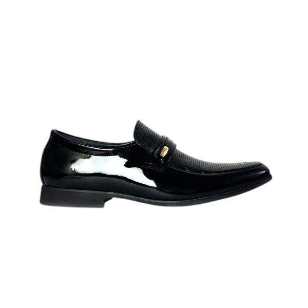 26068-Black Reptilian Pattern Slip-On Formal Shoes for men