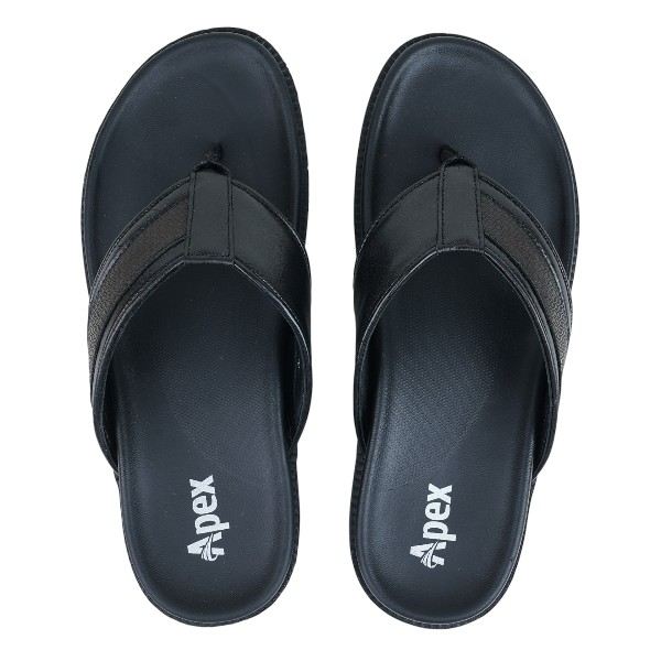 Apex Black Leather Sandal For Men