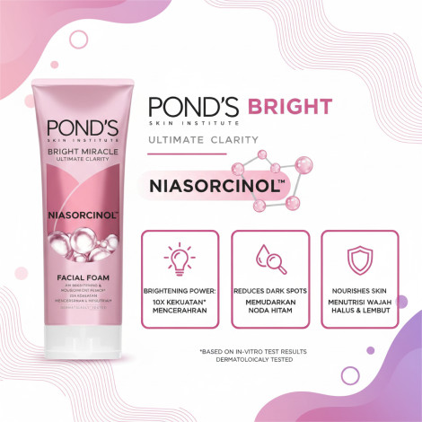 Pond's Bright Miracle Ultimate Clarity Niasorcinol Facial Foam 90ml (Thailand)