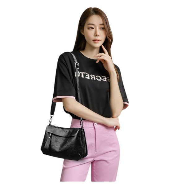 Crossbody bag atipasial leather (black)
