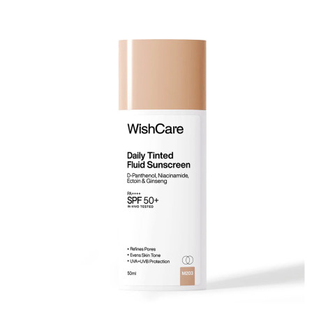 WishCare Daily Tinted Fluid Sunscreen PA++++ SPF 50+ 50ml - M203 (India)