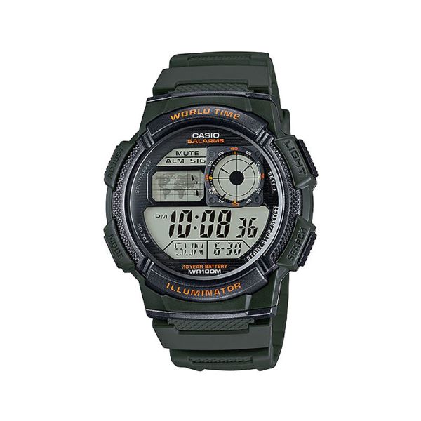 Casio AE-1000W-3AVDF World Time Multifunction Fiber Belt Watch