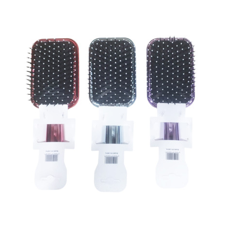 Multicolor Square Shape Hair Brush With Mirror (China)
