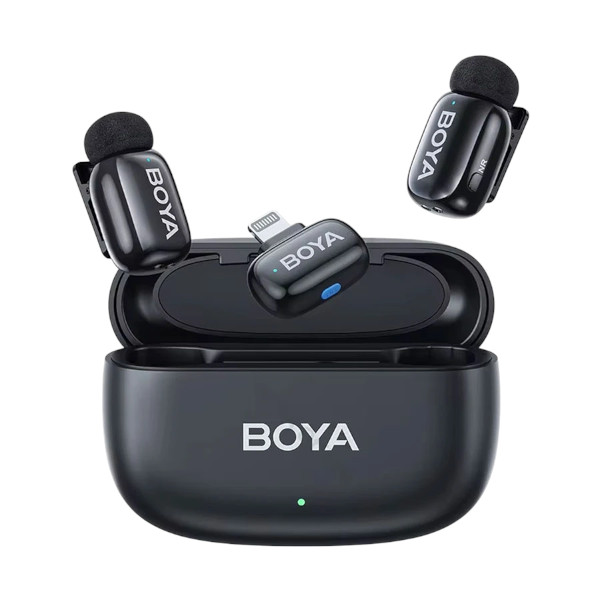 Boya Mini-12 2.4G Wireless Black Microphone for Android & IOS (2xRX, 2xTX)