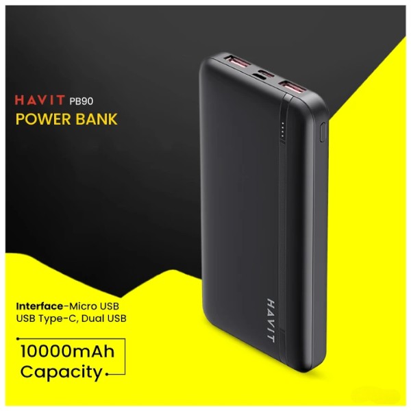Havit PB90 10000mAh Black 22.5W Power Bank with LED Indicator