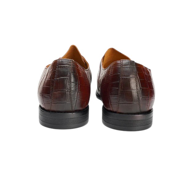 25021-Red Wine Formal Genuine Cow leather Single Monk Alligators with TPR Welted Sole Monk Strap For Men