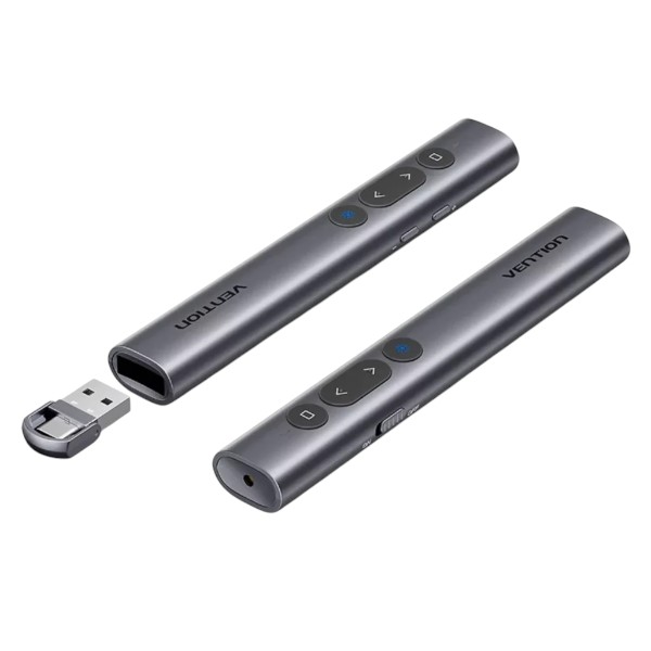 Vention Wireless Presentation Clicker with Red Laser Pointer – Gray