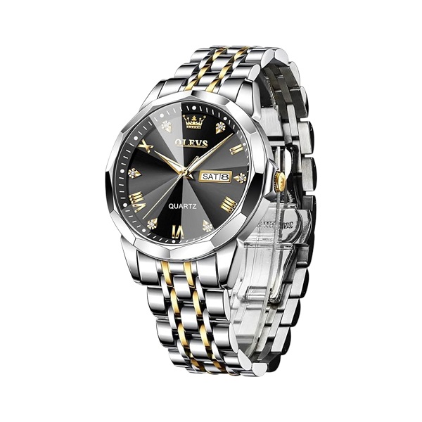 Butter Fly Lock OLEVS 9931G New Exclusive Design Quartz Watch for Men black Dail