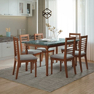 Regal DINING TABLE-EDESSA(AQUA GREEN) TDH-341-3-1-20(6 Seater- Aqua Green)