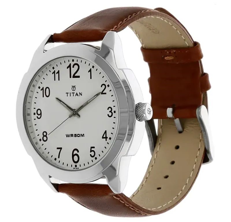 Titan Analog White Dial Men's Watch - 1585SL07
