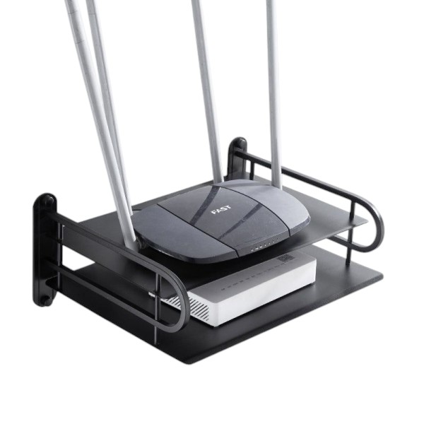 Black Metal Wireless Wifi Router Storage Box