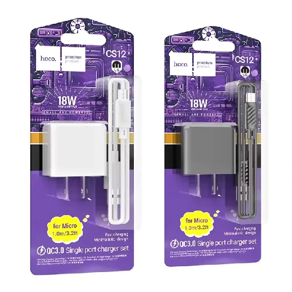 Hoco CS12A Ocean Single Port QC3.0 Charger (Micro) (EU)