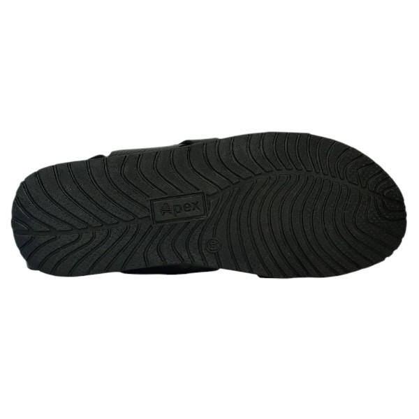 Apex Black Leather Sandal for Men