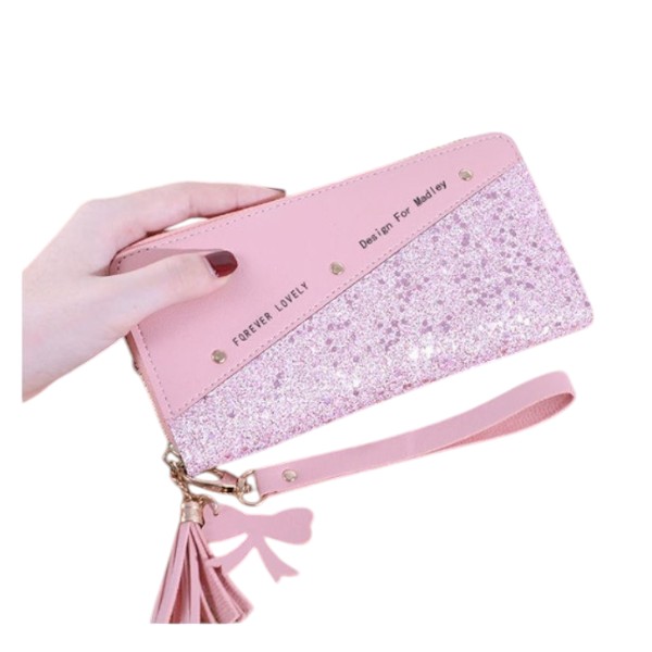 1Pcs Women Long Zipper Coin Purses Leather Wallet Tassel Card Holder Clutch Handbag