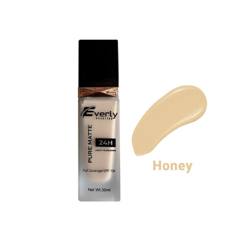 Everly Pure Matte Full Coverage Liquid Foundation 24H SPF15 - Honey (China)