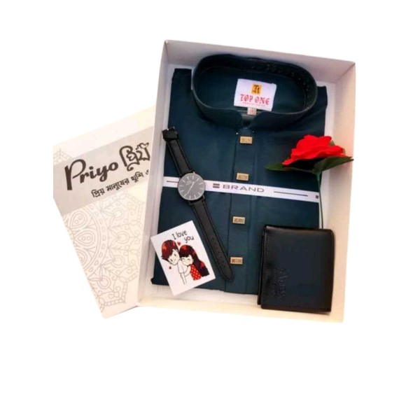 Full package e thakche cotton with snub button panjabi
