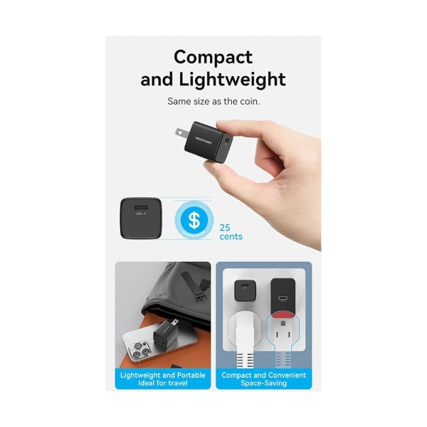 Vention FALB0-US 1-Port 20W Type-C Black Charger