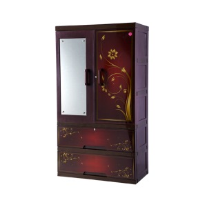 Titanium Almirah Glass 2 Drawer - Splash