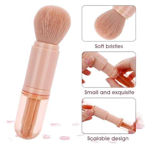 Bliss 4 in 1 Brush Professional Cosmetic Makeup Brushes-use Retractable Mini Facial Makeup Tool