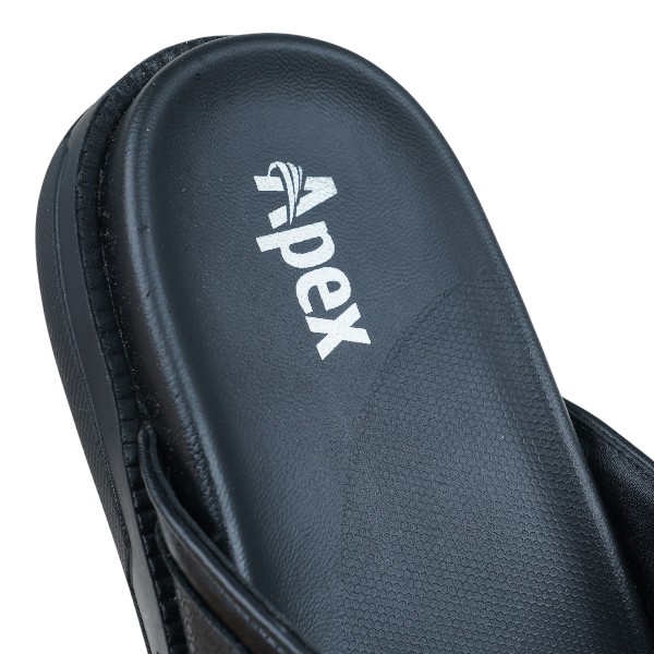Apex Black Leather Sandal For Men