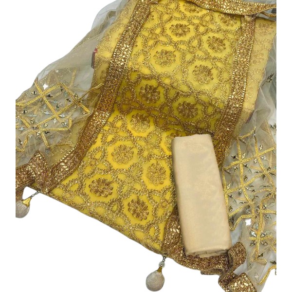 Semi-Stitched Georgette Embroidery Three-Piece Set