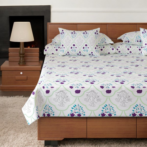 Regal Bed Sheet-302 (Purple Flower)