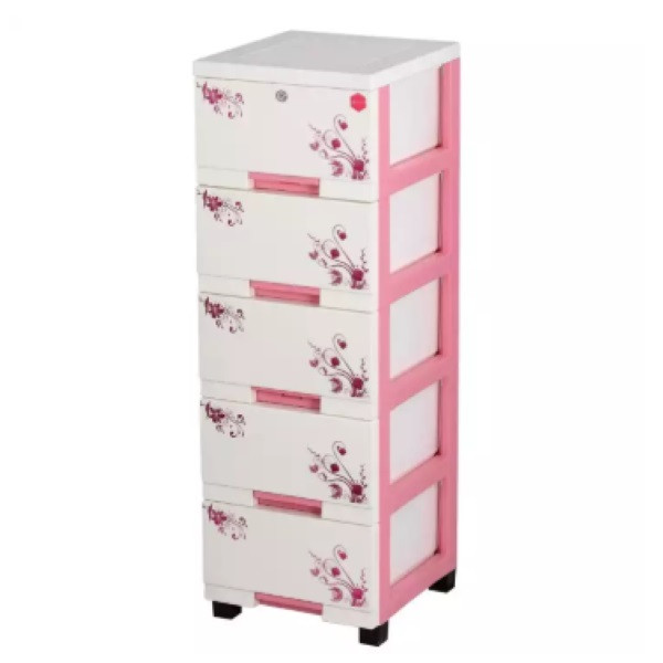 New York Closet - 5 Drawer-Pink White