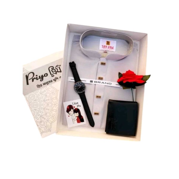 Full package e thakche cotton with snub button panjabi