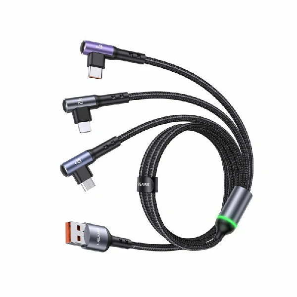 USAMS US-SJ561 U80 3-in-1 66W 1.2M Fast Charge Elbow Digital Data Cable