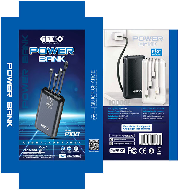 GEEOO P100 Fast Charging Power Bank