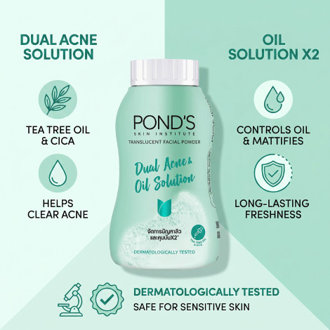 Pond's Dual Acne & Oil Solution Ultra Matte Facial Powder 50g (Thailand)
