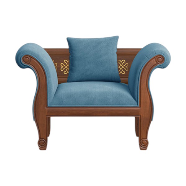 Regal- WOODEN SOFA- FRANCISCO Wooden Single Sofa-SSC-375-3-1-20(Fabric-2159)
