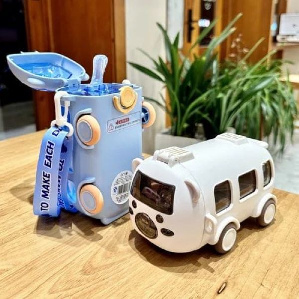 Car Travel Water Bottle Plastic Leak Proof Bus Shape