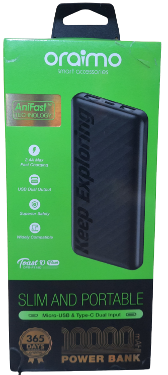 Oraimo Toast Pro 10000mAh Smart Fast Charging Power Bank